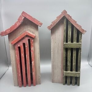 Wooden weathered tealight houses